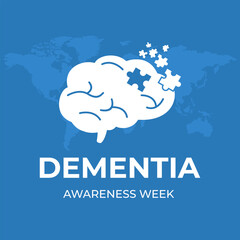 Dementia Awareness week with illustrations of brains and puzzles