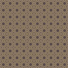 Seamless ornament in arabian style. Brown and golden geometric abstract background. Pattern for wallpapers and backgrounds