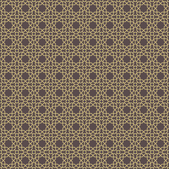 Seamless ornament in arabian style. Brown and golden geometric abstract background. Pattern for wallpapers and backgrounds