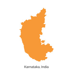 Karnataka state, India modern map on white background. Vector, illustration.