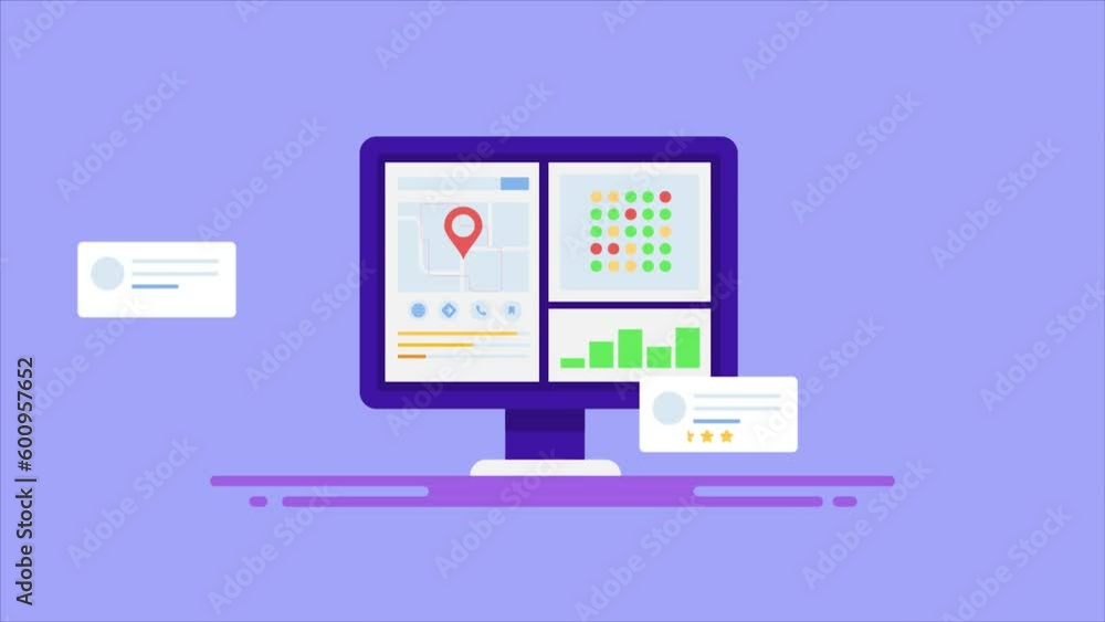 Poster local seo software displaying information traffic growth and suggests optimization data, business li