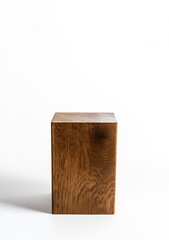 wooden block plinth with space for item isolated on white studio background made with generative ai