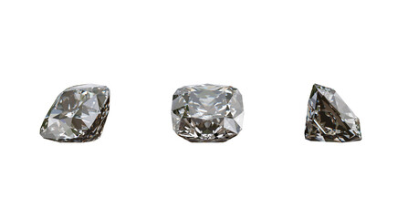 Three square diamonds Different views on isolate background at 3D render design.