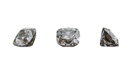 Three square diamonds Different views on isolate background at 3D render design.