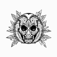 line skull artwork dia de los muertos
