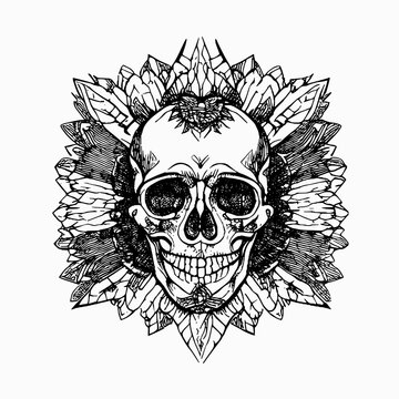 line skull artwork dia de los muertos