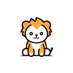 Simplicity and Charm: Kawaii Baby Lion Vector Icon