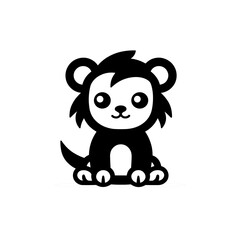 Charming Kawaii-Styled Lion Cub: Vector Icon