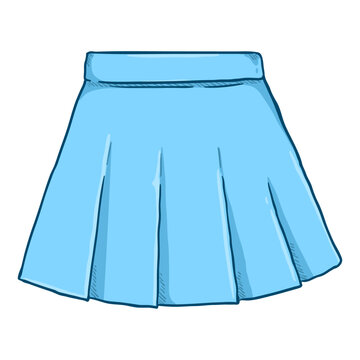 Vector Cartoon Women Blue Short Skirt