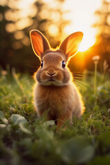 Naklejka na ściany i meble Cute rabbit sunset
