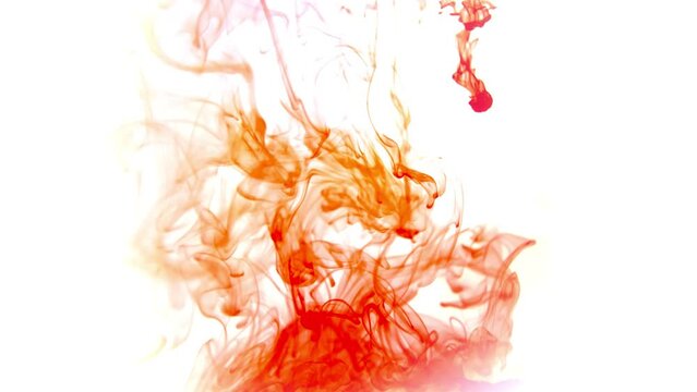 Colored splashes in abstract shape, color ink dropped. Acrylic colour paint in water. Art wallpaper with fluid smoke.