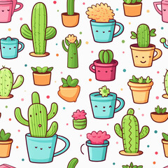 Colorful cactus pattern