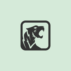 black panther logo design in line box