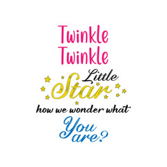 Twinkle Twinkle Little star, how we wonder what you are? Gender reveal party card, banner vector element design