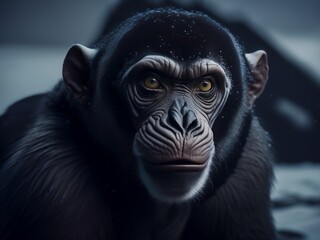 Close up of a Monkey in a Tundra, Arctic Monkey, Generative AI, Generative, AI