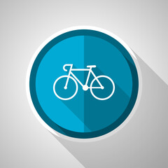 Fototapeta premium Bicycle symbol, flat design vector blue icon with long shadow