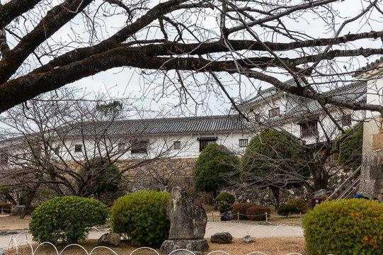 Himeji, Japan - January 6, 2020. Exterior of the famous Himeji castle. This is one of the few Japanese castles that was still built in the traditional way.