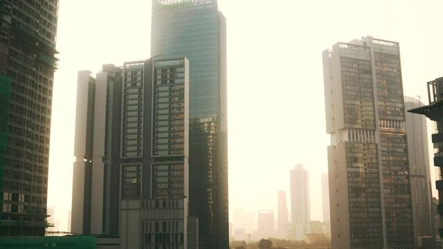 Jakarta Skyscrapers and Buildings with Urban Life in the Morning