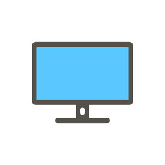 Flat Monitor Blue Display Icon Isolated Vector Illustration