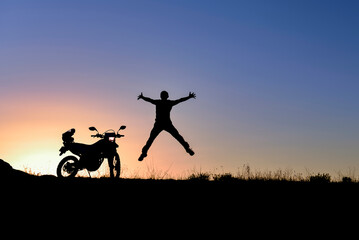 Fototapeta na wymiar the energetic nature of the motorcycle adventurer