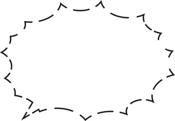 トゲトゲ吹き出し　破線　枠のみ
