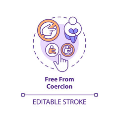 Free from coercion concept icon. Domestic violence. Sexual abuse. Female empowerment. Human right. Reproductive justice abstract idea thin line illustration. Isolated outline drawing. Editable stroke
