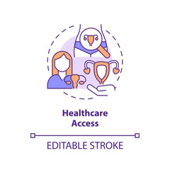 Healthcare access concept icon. Health care service. Gynecological exam. Low income. Women right. Reproductive choice abstract idea thin line illustration. Isolated outline drawing. Editable stroke