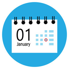 new calender, 01 january icon