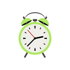 The alarm clock is green on a white background.