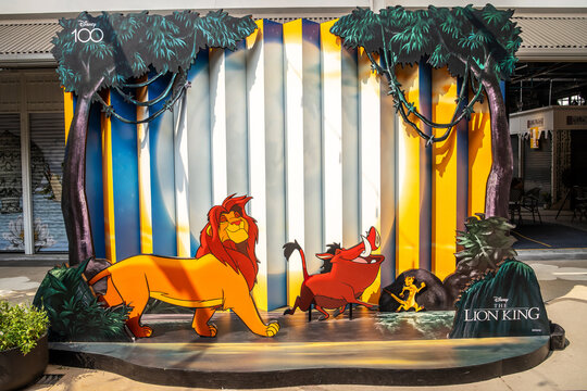 BANGKOK, THAILAND, 19 April 2023 - A beautiful standee of a movie called Lion King display at the cinema to promote the movie
