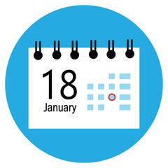 calendar icon vector illustration, new calender, 18 january icon