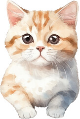 Cute Kitty Cat Watercolor. Generative AI
