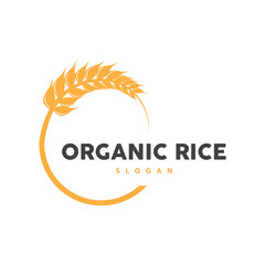 Obraz premium Wheat Rice Logo, Agricultural Organic Plant Vector, Golden Bread Material Luxury Design, Retro Vintage Theme Design