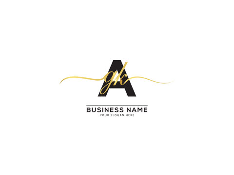 Signature Agk Logo Icon, Unique agk gak Business Three Letter Logo Icon Vector Art