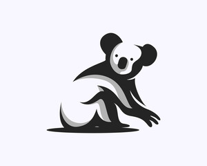 sitting koala art logo icon symbol design template illustration inspiration