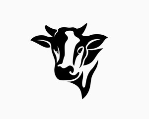 bull cow head front view logo template illustration inspiration