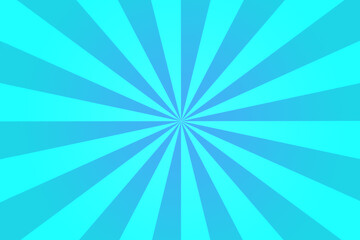 Background with shades of light blue and blue colors. Straight and circular stripes, pop art style, divergent rays.