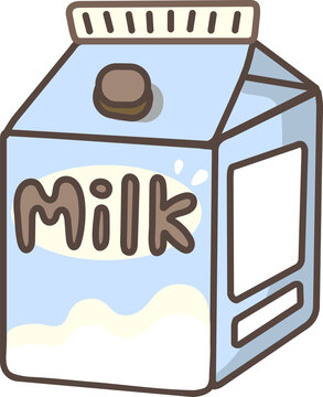 Cute Milk box cartoon minimalist design hand paint