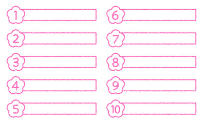 Obraz premium クレヨン素材 数字がついた花の形のタイトルデザインセット