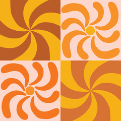 60s geometry and spiral retro background. 70s Seamless pattern. Vector.