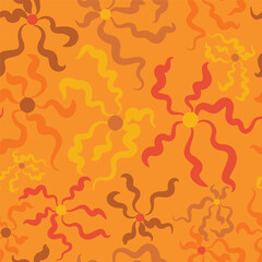 60s groovy retro background. 70s Seamless psychedelic pattern. Vector.