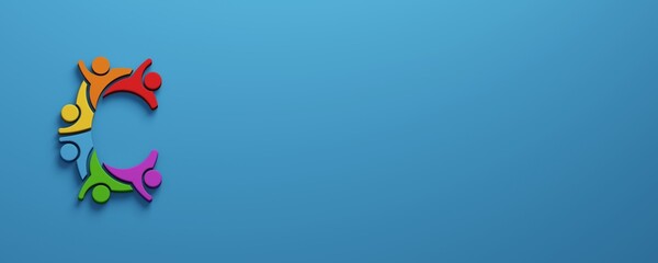 Letter C logo forming teamwork collaboration people icon