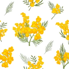 Kussenhoes Branches of mimosa - texture, seamless pattern on a white background. © Ira Tiigra