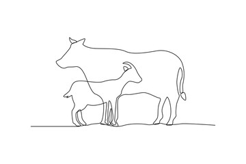 Single one line drawing Happy Eid Al Adha conept. Continuous line draw design graphic vector illustration.