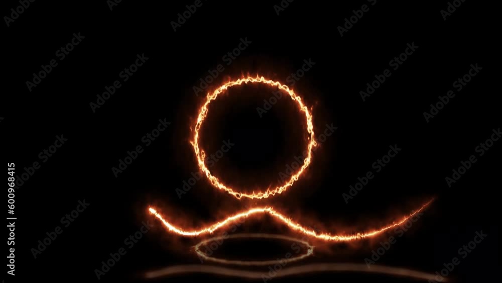 Poster abstract fire effect neon wave logo animation reveal. animation of orange color circular empty space