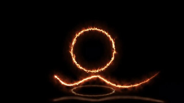Abstract fire effect neon wave logo animation reveal. Animation of Orange color circular empty space.
