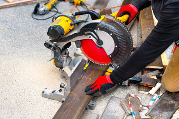 Cutting Laminate Flooring with a Circular Saw Outdoors
