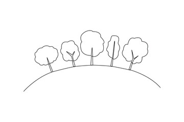 Continuous one line drawing earth and tree. World environment day concept. Single line draw design vector graphic illustration.