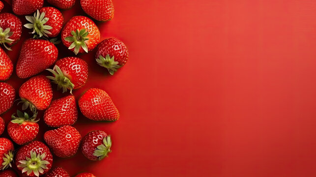 Ripe strawberry mockup and copy space with a gradient background, generative AI