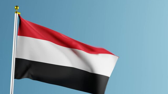 Waving flag of Yemen. 3D Animation close up of the yemeni flag